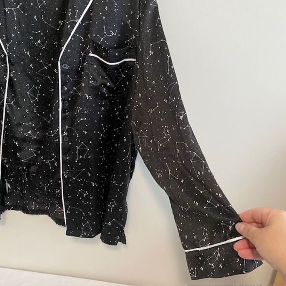 RICKY'S Celestial Black Constellation Pajama Set with White Accents Size XL - Picture 3 of 6